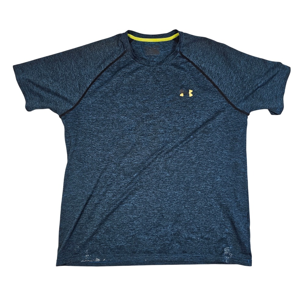 Under Armour Mens HeatGear Short Sleeve T-Shirt Navy Blue Space Dye Heathered XL